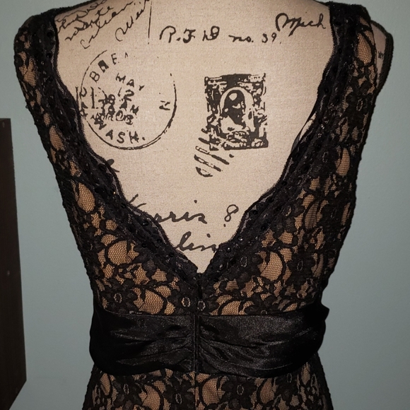 S.L. Fashions Lace Overlay Sequins A-line Dress - Picture 7 of 8